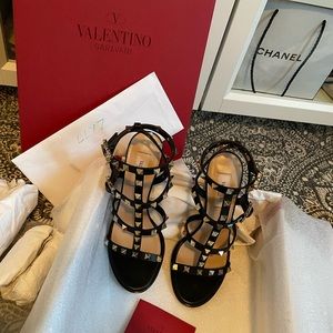 Sold Valentino Rockstud Caged Leather 90mm City High-Heel Sandals